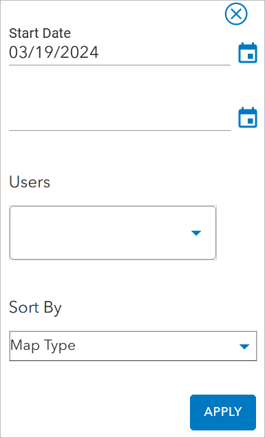 Date range and sort by options